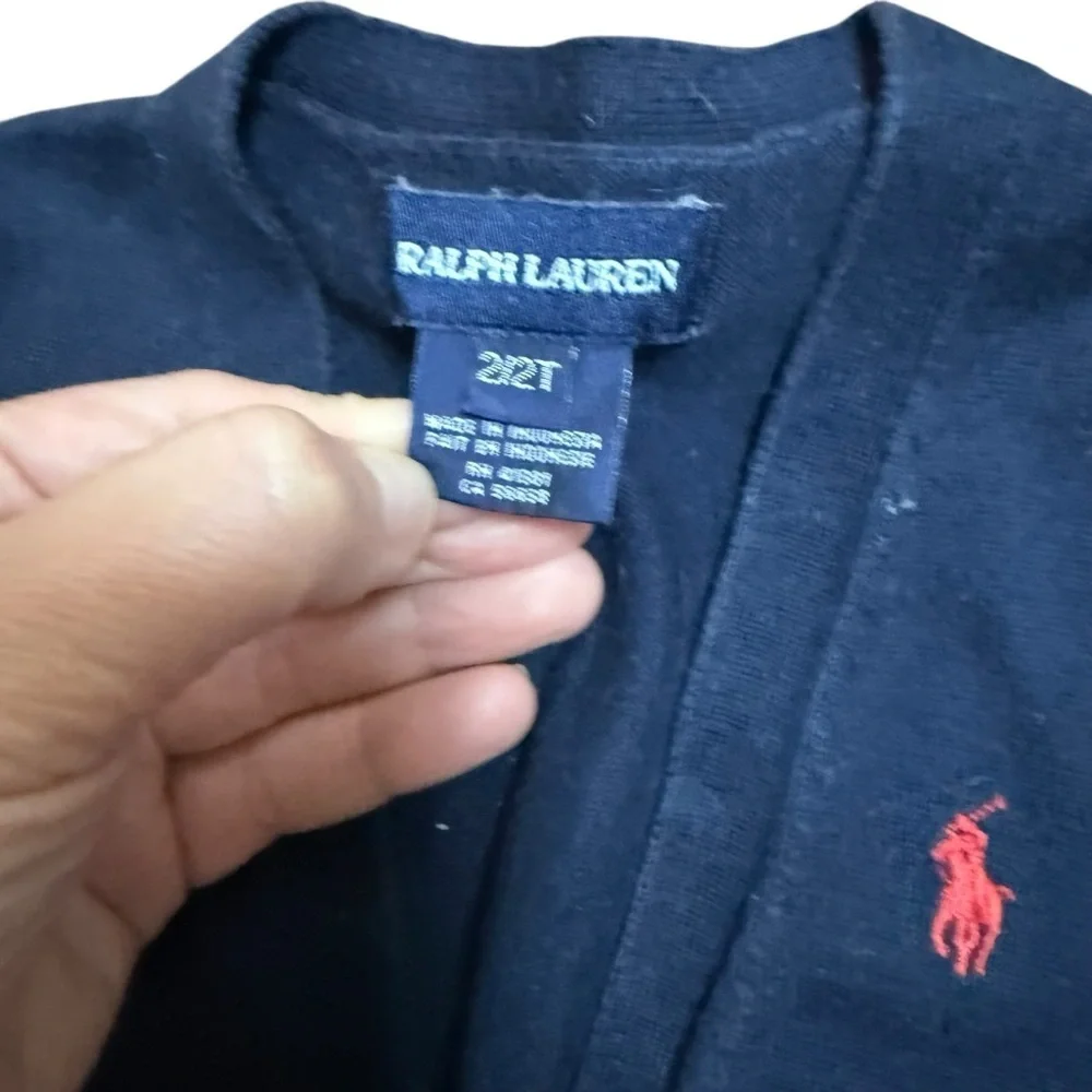 Ralph Lauren Girls Navy Blue Long Sleeve Knit Supima Cotton Cardigan Size 2T